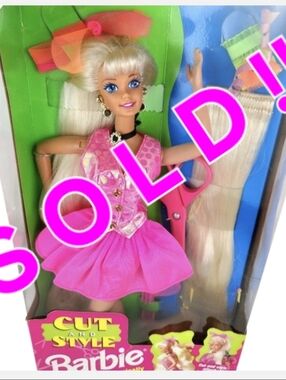 VTG. 1994 Cut & Style Barbie w Super Long Blonde Hair~ New & Rare